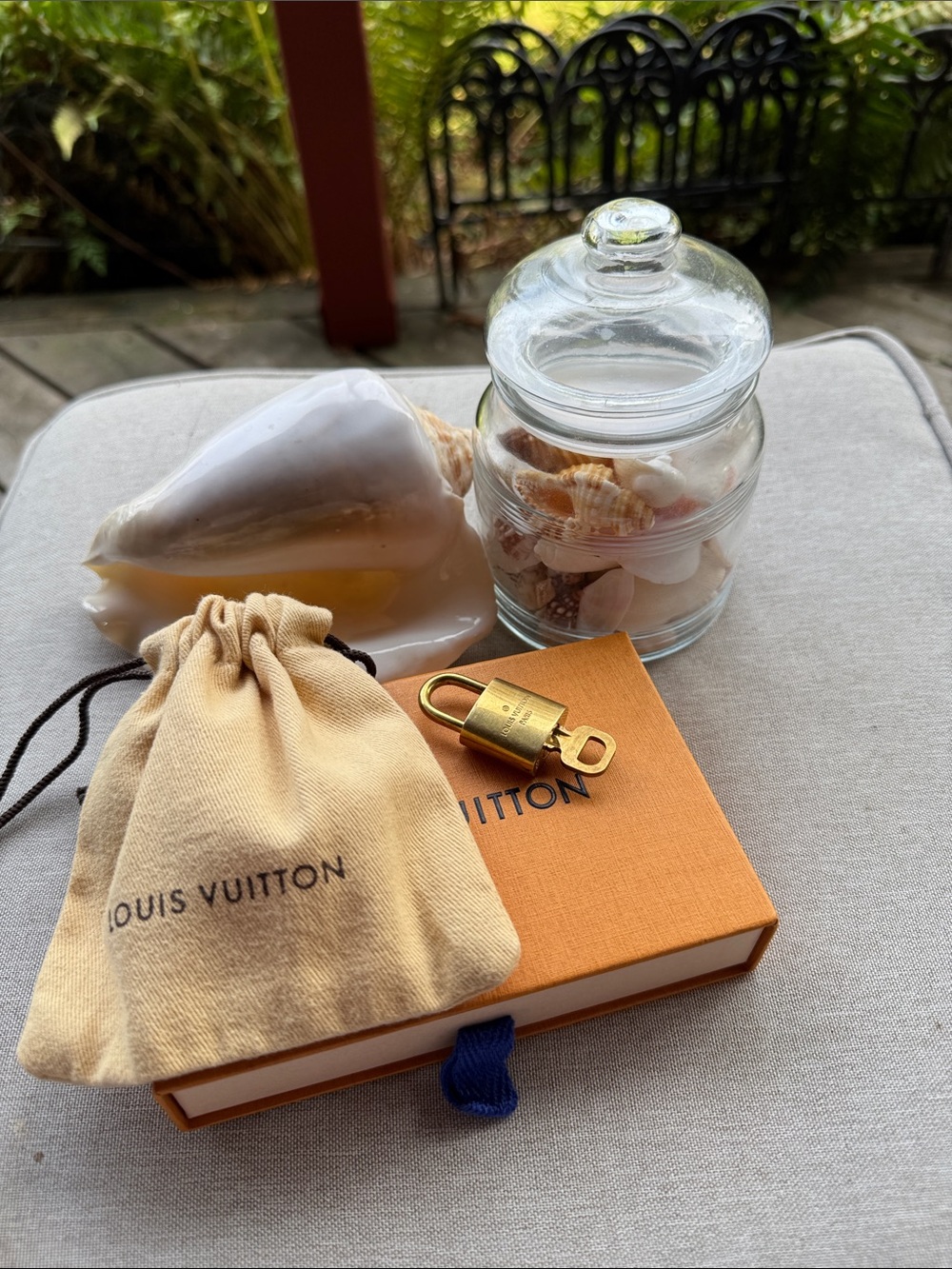 Louis Vuitton Gold Padlock with Key Box and Dust Bag